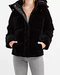 Hooded Velvet Puffer Coat